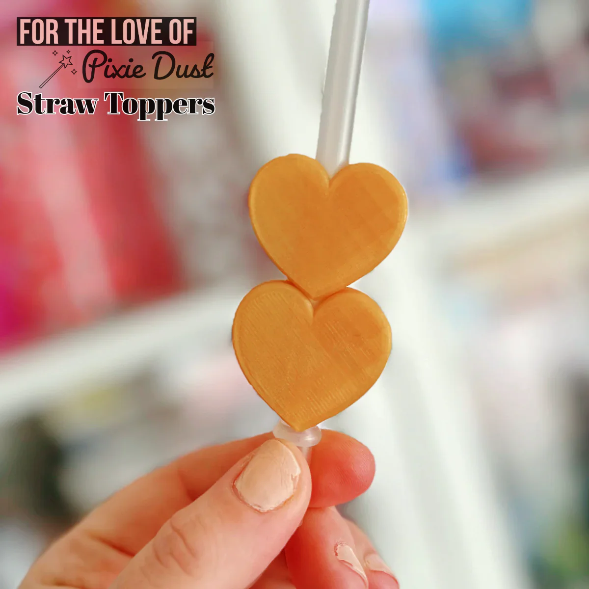 Gold Heart Straw Topper