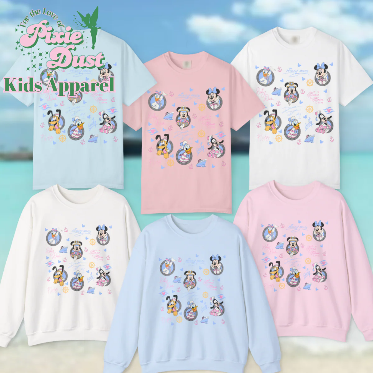 Kids Apparel Pastel Cruise Autograph Sensational Six Inspired Unisex T-shirt and Crewneck Sweatshirt