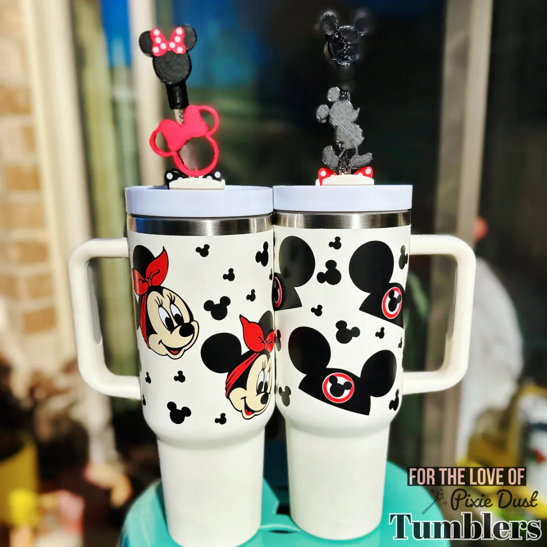 Mouse Character Designs on Cream 40 oz Quencher Inspired Stainless Steel Tumbler