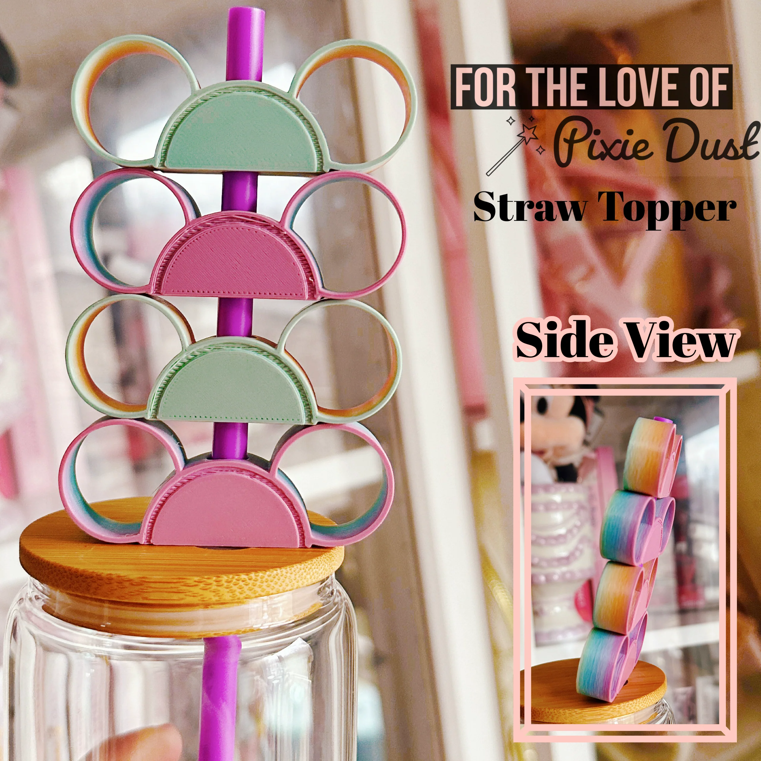 Ombre Pastel Rainbow Mouse Straw Buddy - Image 3