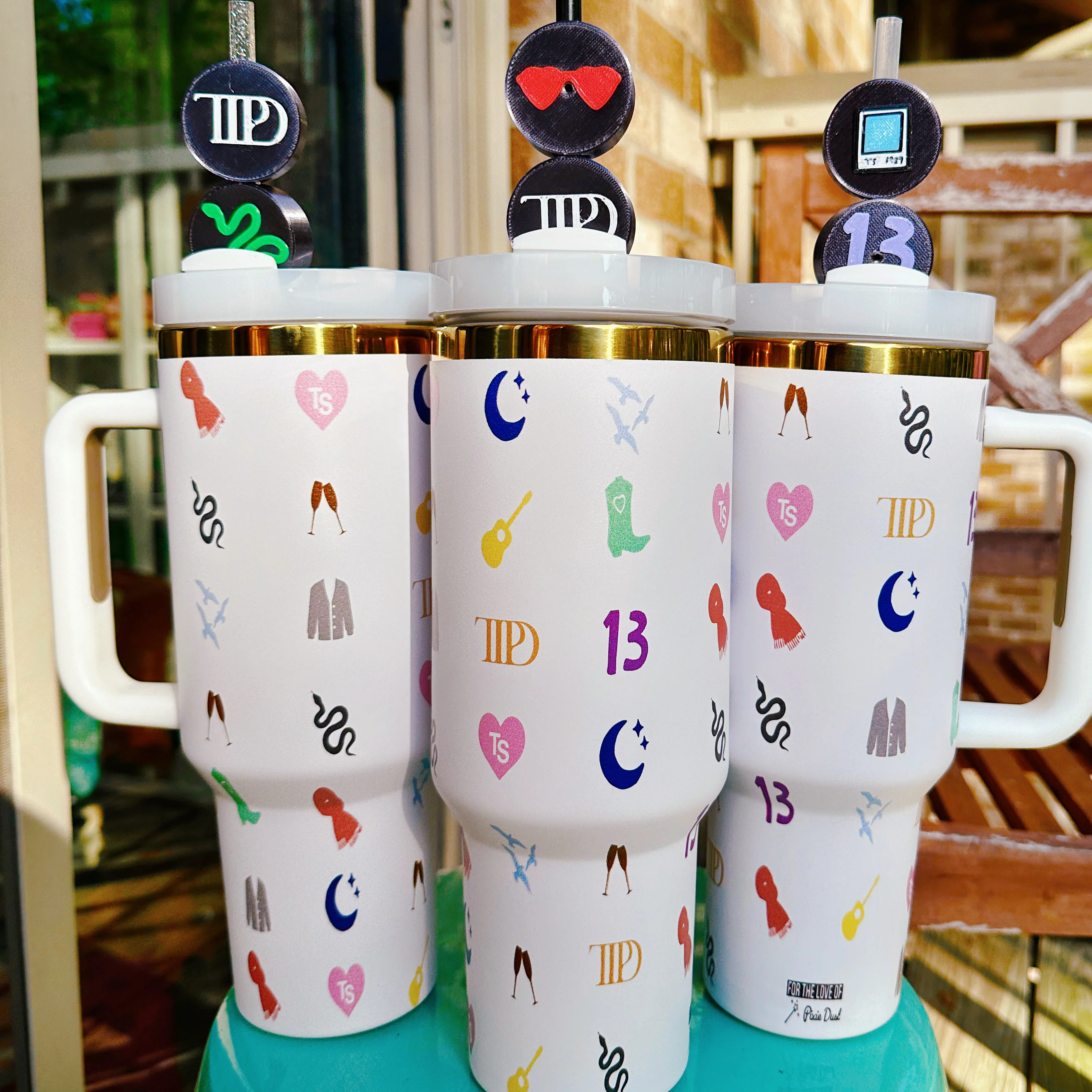 READY TO SHIP: T. Swift Album Icons on 40 oz White Tumbler